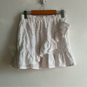 Eberjey Sz S White Oeillet Cottagecore Ruffle Mini Skirt